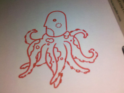 octo illustration pen red