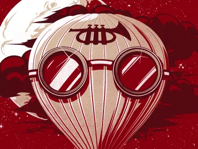 i seriously misspell balloon every time goggles hot air balloon illustration lighting trumpet vector