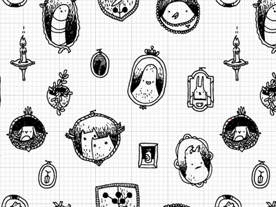 Weird gallery pattern comic fabric fun kids pattern personal wallpaper