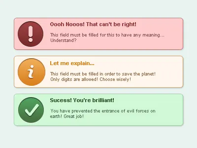 Support boxes alert box error help info sucess support