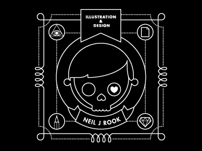 Business Card Design black design identity illustration line print skulls white
