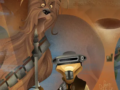 Beeping chewbacca illustration leia return of the jedi star wars texture