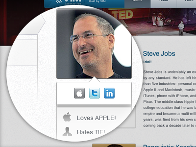 Bios about apple clean interface minimalist profile social stevejobs team web web ui website