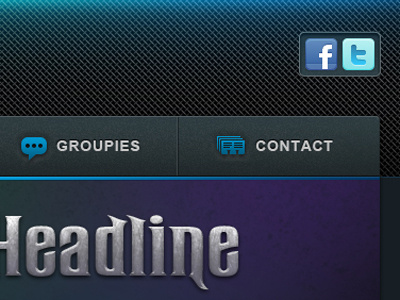 Nav & masthead dark glow gray icon metal navigation texture ui web
