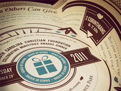 SCCF Invite brown circle dove gift invitation offset pattern typography