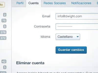 Preferences button form input password preferences select tabs