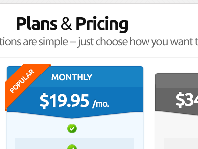 Plans & Pricing blue grey orange pricing table simple