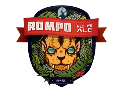 Rompo ale beer illustration jungle label red ribbon rompo rye type