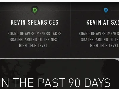 Newsite app black glow icons map points textures type web design