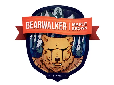 Bearwalker bear beer illustration label ribbon type
