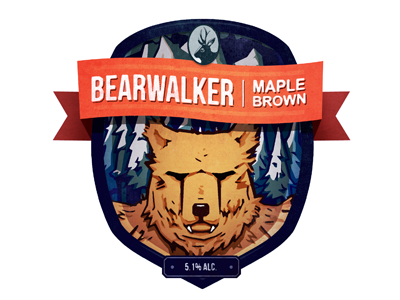 Bearwalker bear beer illustration label ribbon type