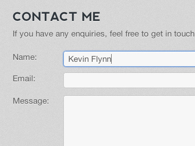Contact Me Form box contact css3 form input me shadows text webkit