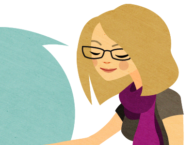 Goodbye color female glasses illustration portrait scarf speech bubble texture