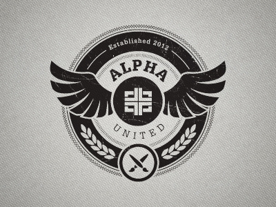 Alpha United Crest circle crest distress emblem logo paintbrush texture wings