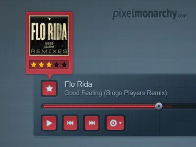 Stylish Music Player freebie interface mp3 music player psd red ui