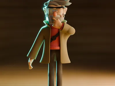 Stanford Pines 3d animation blender character gravity falls illustration no ai stanford pines stylized