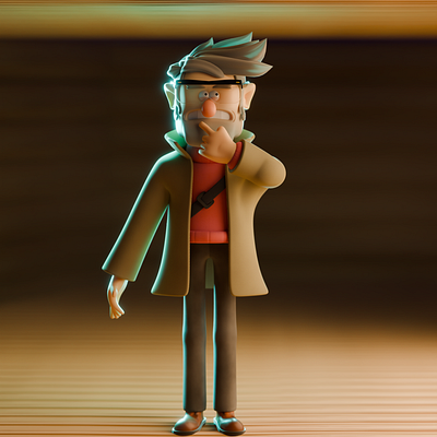 Stanford Pines 3d animation blender character gravity falls illustration no ai stanford pines stylized