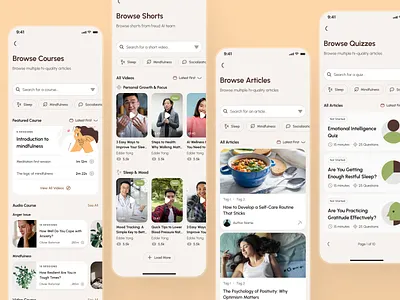 freud v2: AI Mental Health App - Resources, News, Quiz & Article ai mental health app blog app blog ui brown clean figma ui kit mental health app mental health chatbot mental health companion mental health ui kit mindful assistant app mindfulness app minimal mobile app modern news quiz app resources resources ui self care app