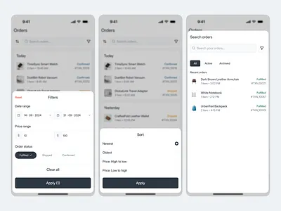 Sales SaaS Mobile App UI/UX - Filters and Sort app b2c filter ios modal product design product stock saas saas design saas mobile app saas report sales sales app sales dashboard sales report sort stock app ui uiux ux