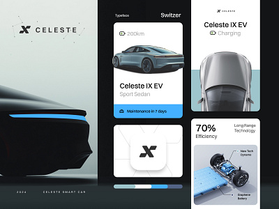 CELESTE - Electric Vehicle Brand Concept agency book branding business car card charging company design electric graphic design guideline illustration industry logo modern ui vehicle