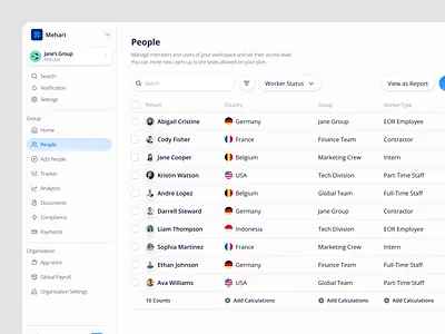 HR Dashboard - Employee Management cansaas clean dashboard design employee hr hr dashboard hr management interface management minimal people management saas schedule ui ux