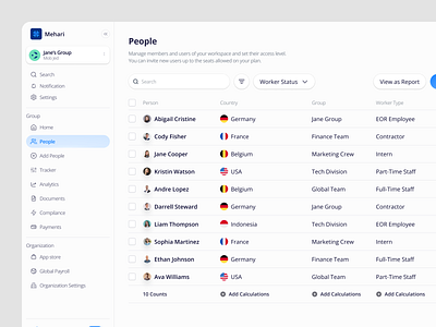 HR Dashboard - Employee Management cansaas clean dashboard design employee hr hr dashboard hr management interface management minimal people management saas schedule ui ux