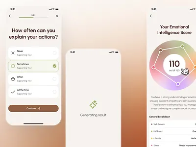 freud v2: AI Mental Health - EQ Emotional Intelligence Quiz UI ai mental health app ai therapy app clean emotion intelligence ui emotional intelligence eq quiz figma ui kit green mental health app mental health chatbot mental health companion mental health ui kit mindful assistant app mindfulness app minimal mobile app modern mood tracker app quiz ui self care app