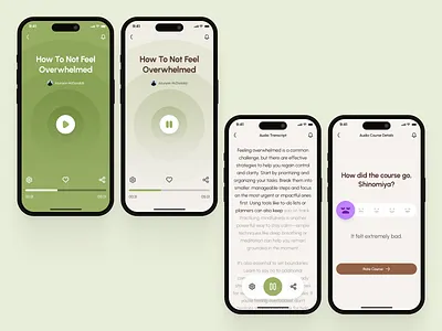 freud v2: AI Mental Health App - Audio Player Course UIUX ai mental health app ai therapy app audio player audio player ui audio transcript ui clean figma ui kit green mental health app mental health chatbot mental health companion mental health course mental health ui kit mindful assistant app mindfulness app minimal mobile app modern mood tracker app self care app