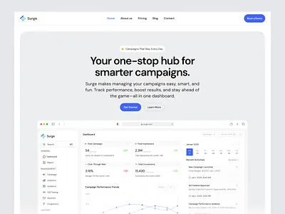 Surge - Smart Campaign Platform SaaS ads agency branding campaign dashboard design digital elementor framer illustration landing marketing page platform saas software ui webflow website wordpress