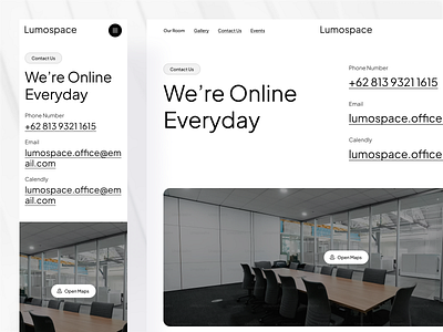 Lumospace - Collaborative Workspaces clean contact us design homepage landing page light mode modern rent room ui ui ux uidesign ux web design website working space workspace