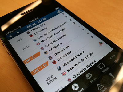 MLS MatchDay iPhone Scores app ios iphone mls mobile scores soccer