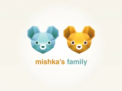 Mishkas Family bear blue brand color colorful couple cute family funny logo mishka mouse orange pair rebound tie tieaite two yellow