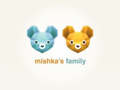 Mishkas Family bear blue brand color colorful couple cute family funny logo mishka mouse orange pair rebound tie tieaite two yellow