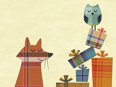 Tartan Fox childrens art greeting card