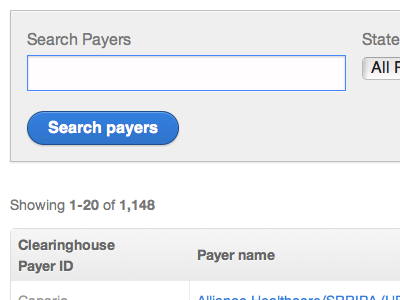 Search Payers button css3 search table