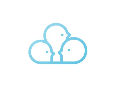 Social Flying Logo Concept v2 chat cloud fly flying heads logo people talking