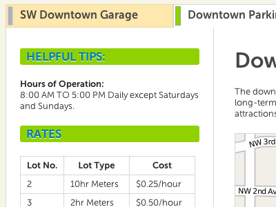 Parking website tabs development gainesville web