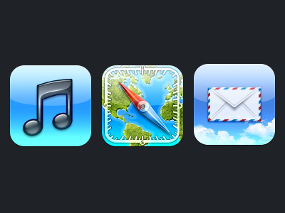 The Blue Bases compass icons ios ios retina icons mail mail music note retina safari