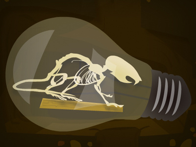 Lightbulb buld flash games humor illustration light mouse skeleton