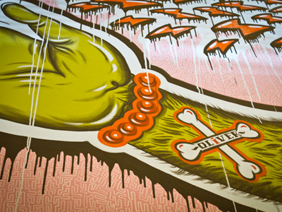 Mural Detail dog bone drips graffiti lightning bolts mural