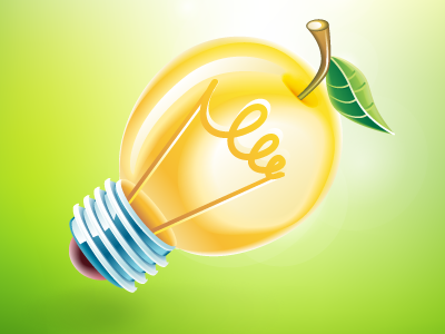 Lighpulp apple bite idea illustration lightbulb orange vector