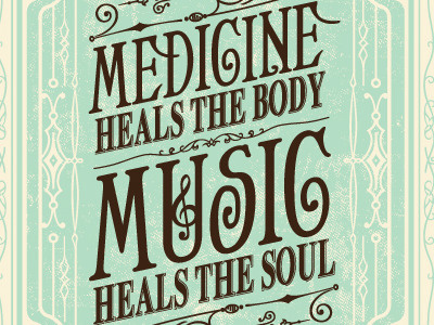 Music Heals Print music print typography vintage