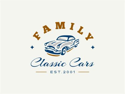 FCC 3d automotive blue car classic crest gold logo retro shade silhouette star vintage wheels