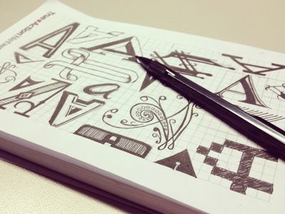 Typography A Sketches fonts gridded paper illustration lettering typography
