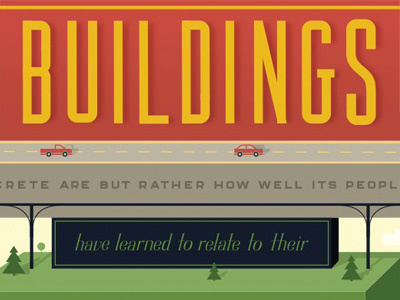 Buildings architecture illustration lettering nature typography