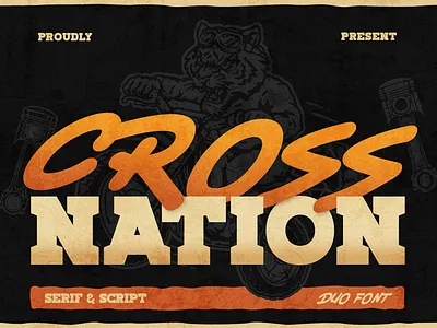 Crossnation adventure font branding custom font duo font font font design font style hybrid font lettering logo design logo font motocross offroad racing outdoor brand racing racing font slab serif typeface