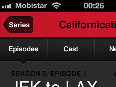 Episode Info iphone red submenu top bar