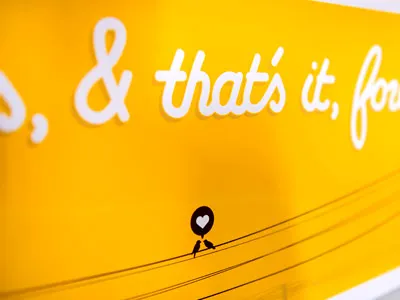 Love Connection Poster birds love poster print screen print type typography valentines yellow