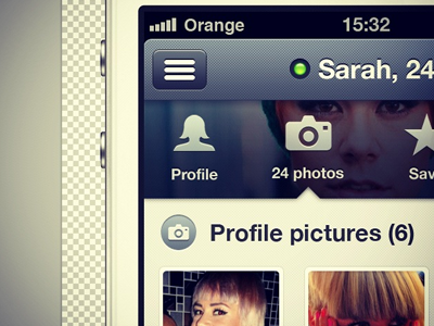 sneakpeek from new app aplication app badoo iphone ui