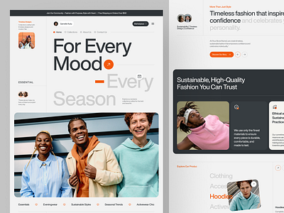 Essential - Fashion Landing Page black branding clothes concept design fashion landing page marketing orange ui uidesign uiux ux web design website